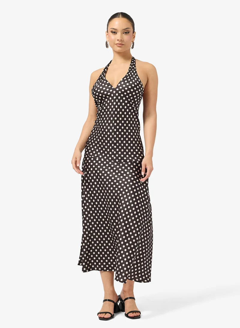 Ginger  Halter Neck Polka Dot Slip Dress for Women | Best Price UAE